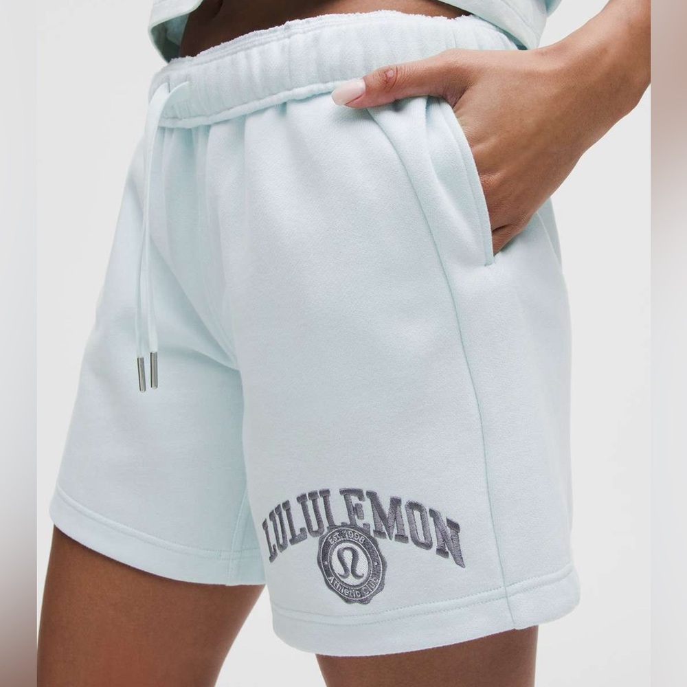 lululemon scuba shorts light blue embroidered